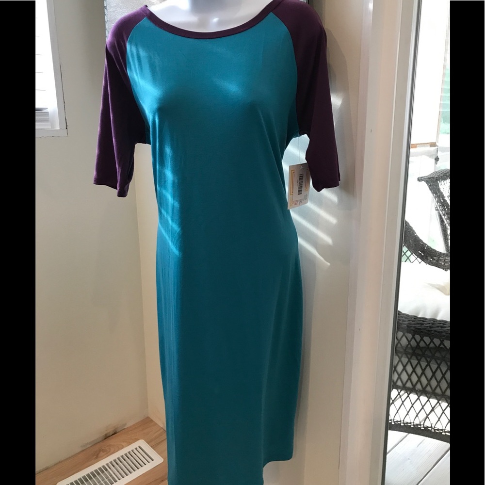 NWT Lularoe Large Purple & Teal Julia Dress