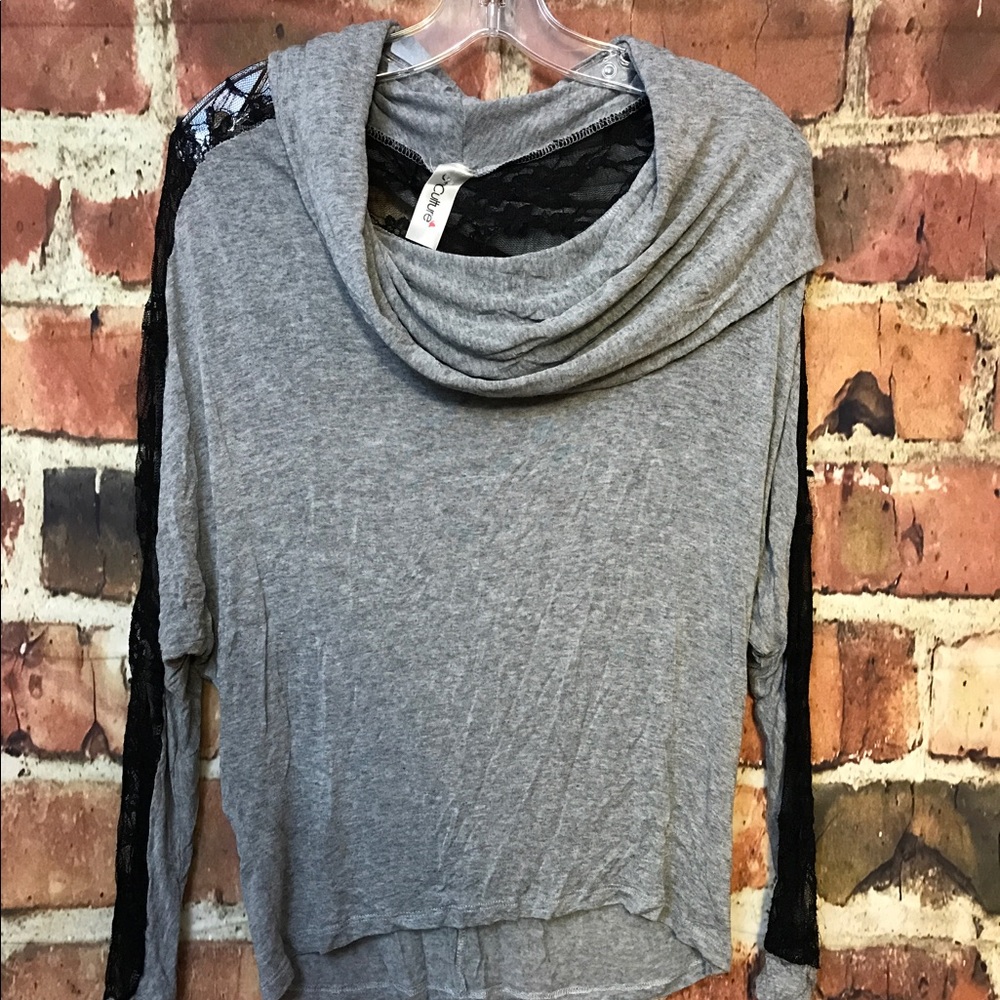 Gray and black lace shirt
