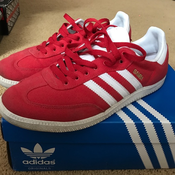 red adidas samba shoes