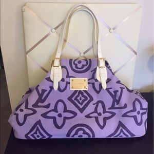 Lilac monogram style canvas tote