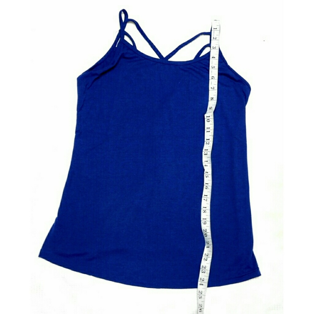 💕HP💕NEW💕  BLUE SPGHETTI STRAP BACK CRSS TOP - Picture 7 of 7