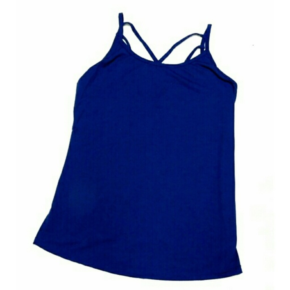 💕HP💕NEW💕  BLUE SPGHETTI STRAP BACK CRSS TOP - Picture 5 of 7