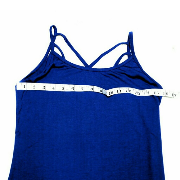 💕HP💕NEW💕  BLUE SPGHETTI STRAP BACK CRSS TOP - Picture 6 of 7
