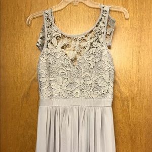 Floor length gray lace dress