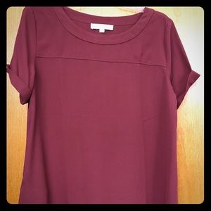 Loft maroon short sleeve swing top