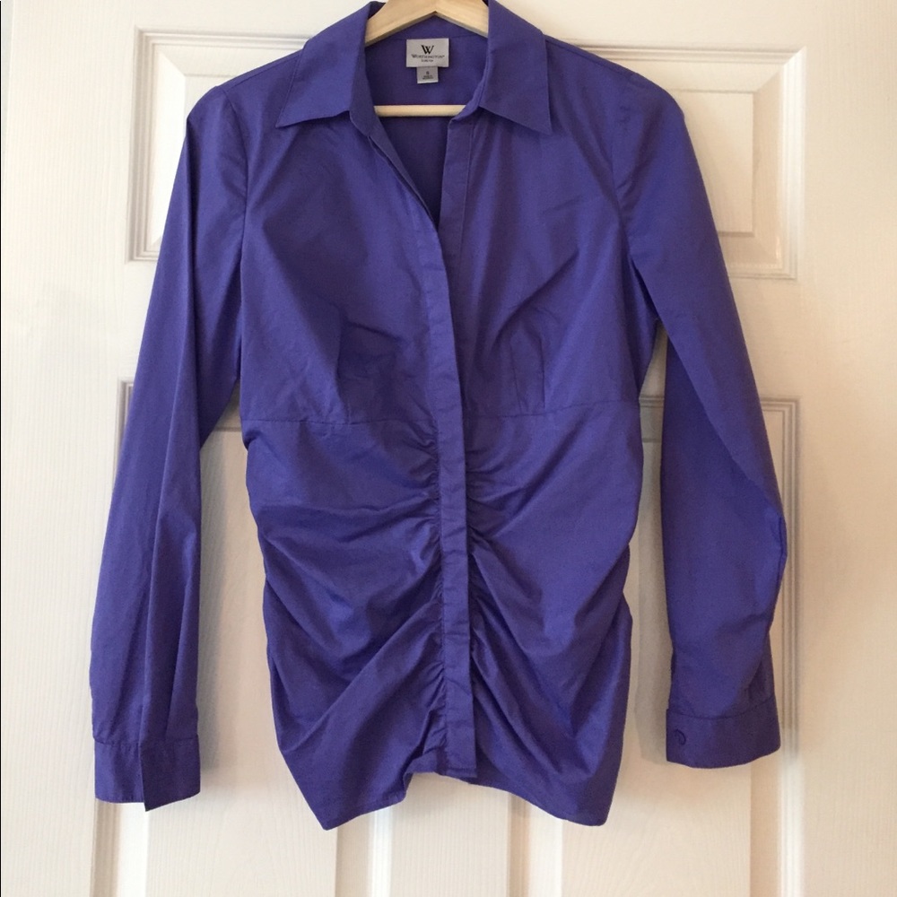 Jewel purple blouse with ruffle details