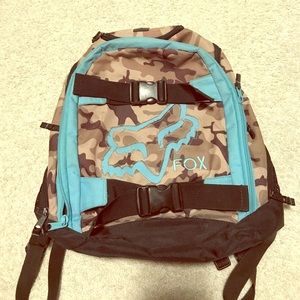 Camo and blue fox backpack