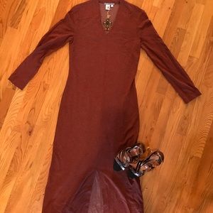 Long sleeve burnt orange Maxi Dress