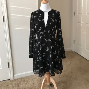 Forever 21 black bird print dress