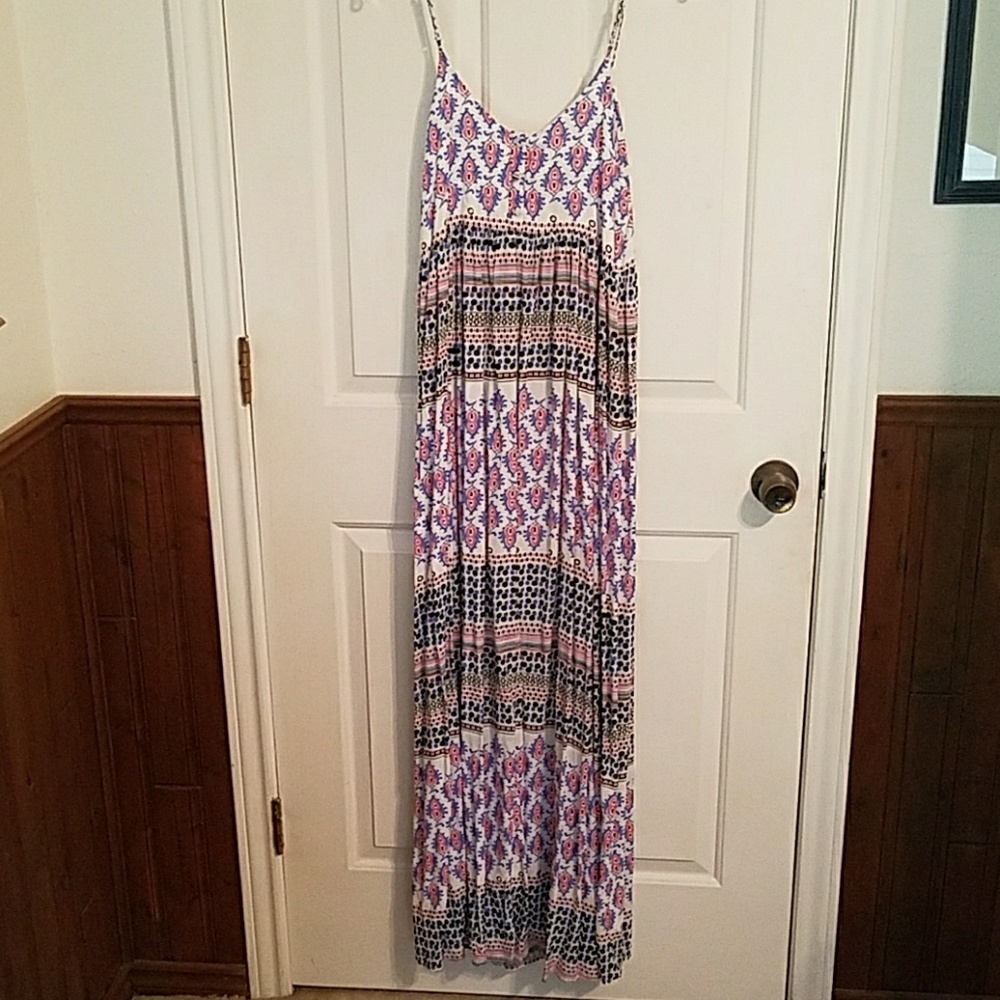 Pink and Blue Maxi Dress