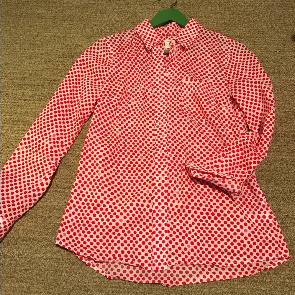 GAP all cotton L/S polka dot blouse
