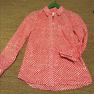 GAP all cotton L/S polka dot blouse