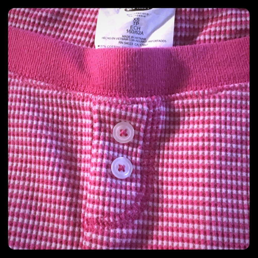 Old Navy XS Pink & Blue/Green Gingham Thermals