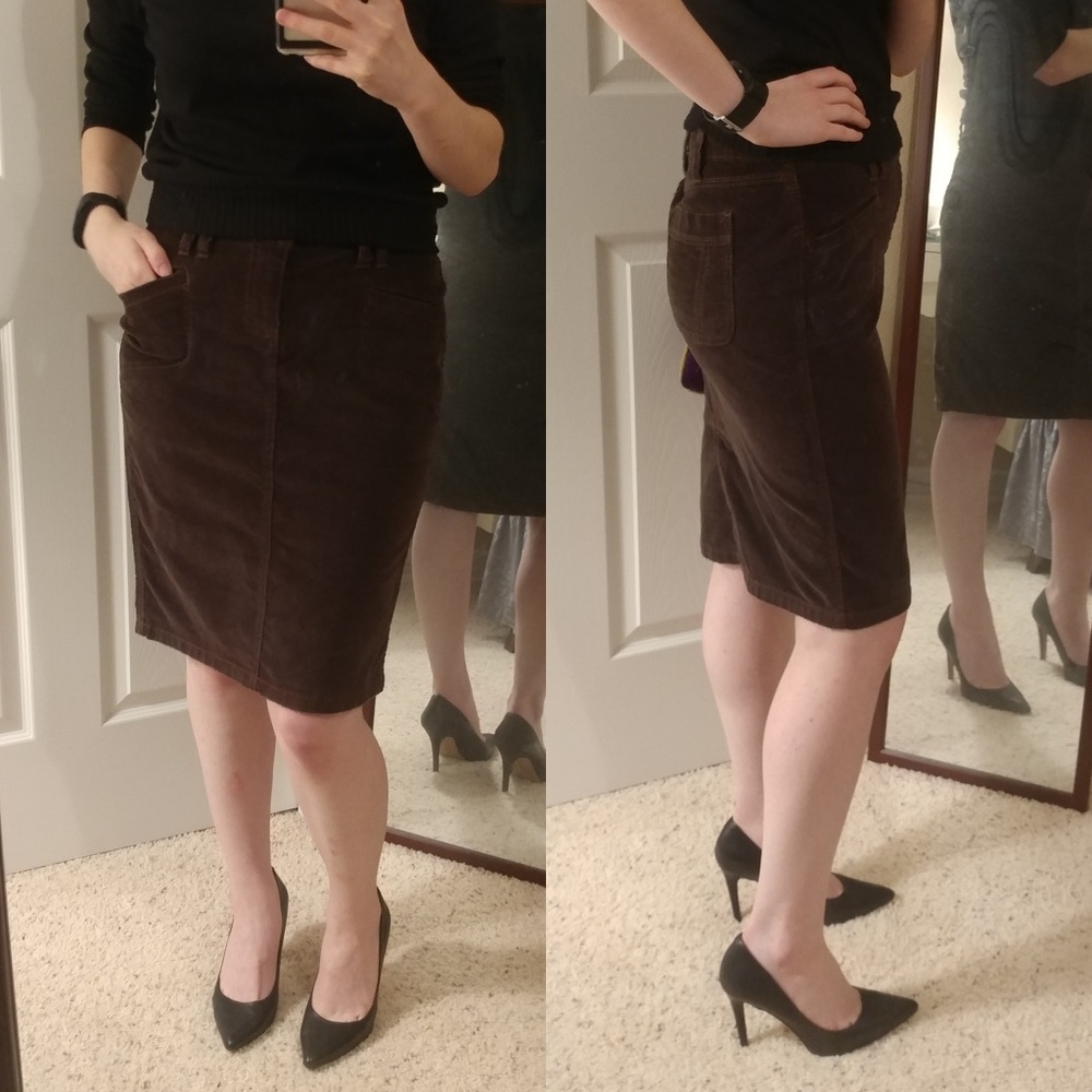 Brown Corduroy pencil skirt