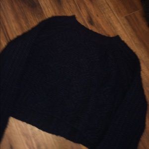 navy blue cable knit sweater