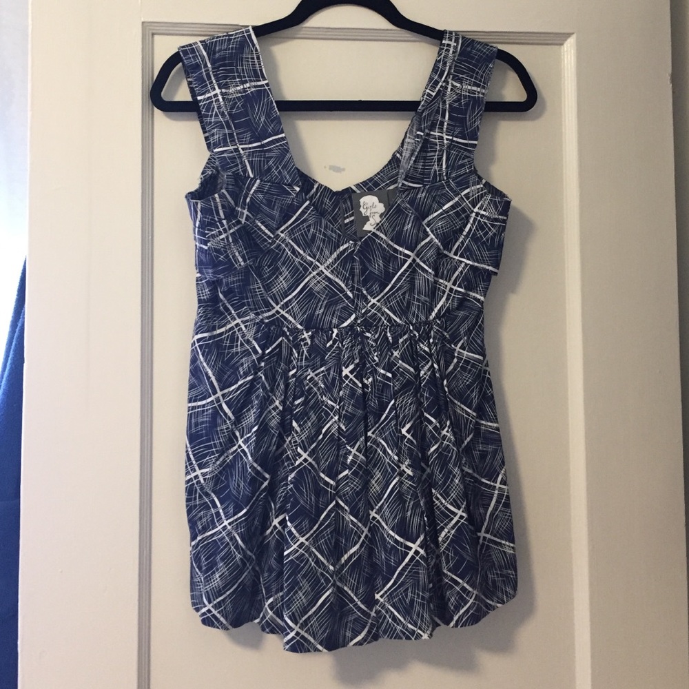 Blue and white printed blouse from Anthropologie