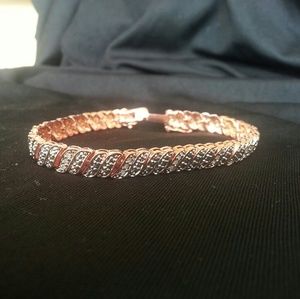 18 KARAT ROSE GOLD PLATED, DIAMOND WAVE LINK BRACE