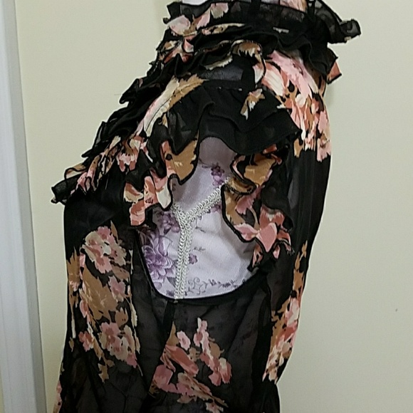 LG) LIVE 4 TRUTH  BLACK buttonup SLEEVELESS BLOUSE - Picture 4 of 7