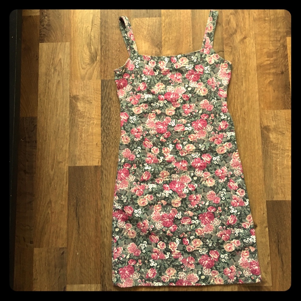Gray and pink floral dress