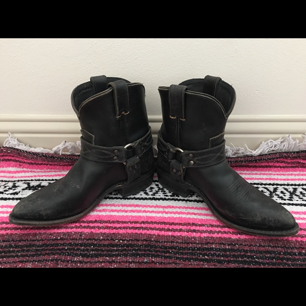 Frye Billy Short Harness Boot Black Sz 8