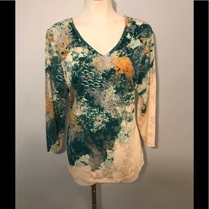 Reba Abstract Print V Neck Top