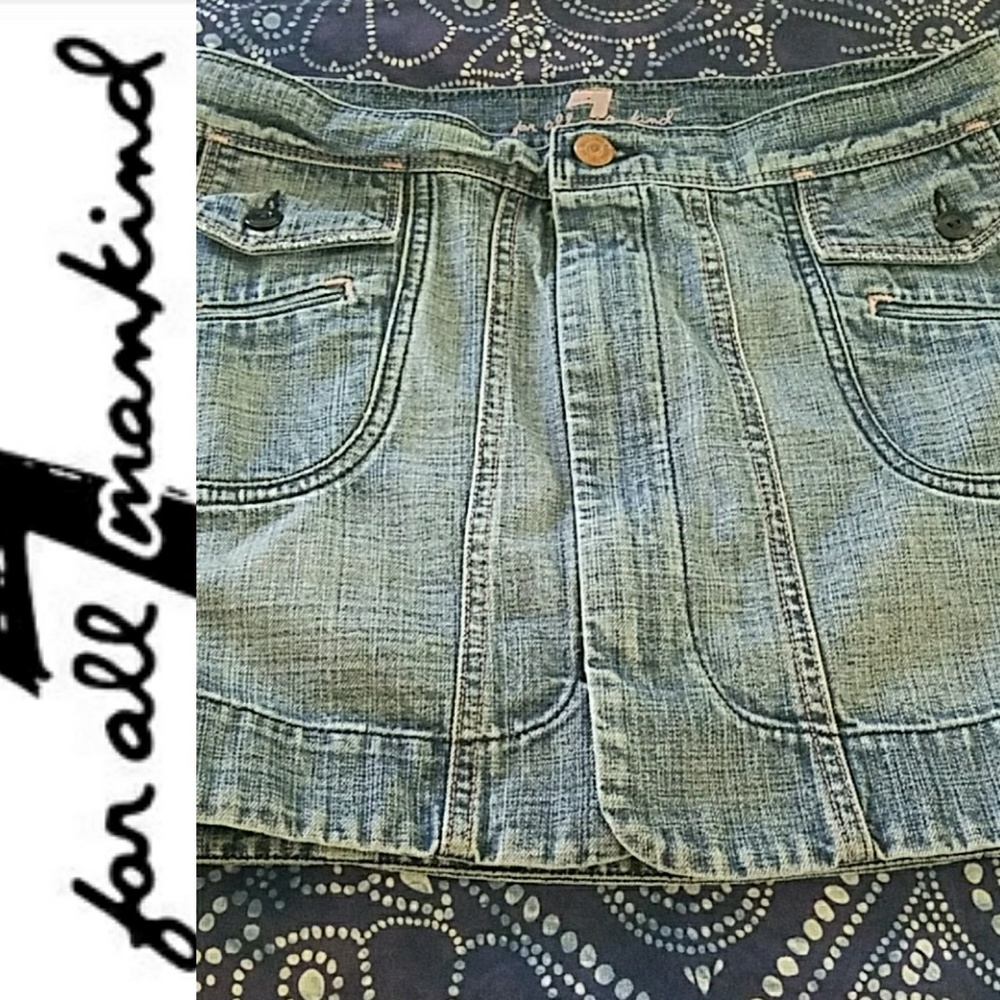 7 For All Mankind Denim Skirt Sz 25 Pink Details