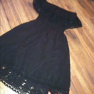 black lace strapless sun dress