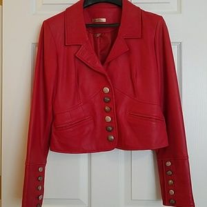 Buttery soft red, short, leather jacket