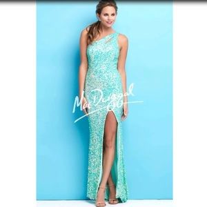 Mac Duggal Sequin Cutout One Shoulder Dress/Gown
