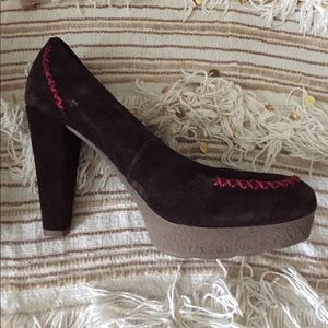 Anthropologie Brown Suede platform pumps sz 8