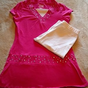 LONG TOP AND SPANDEX SHORTS