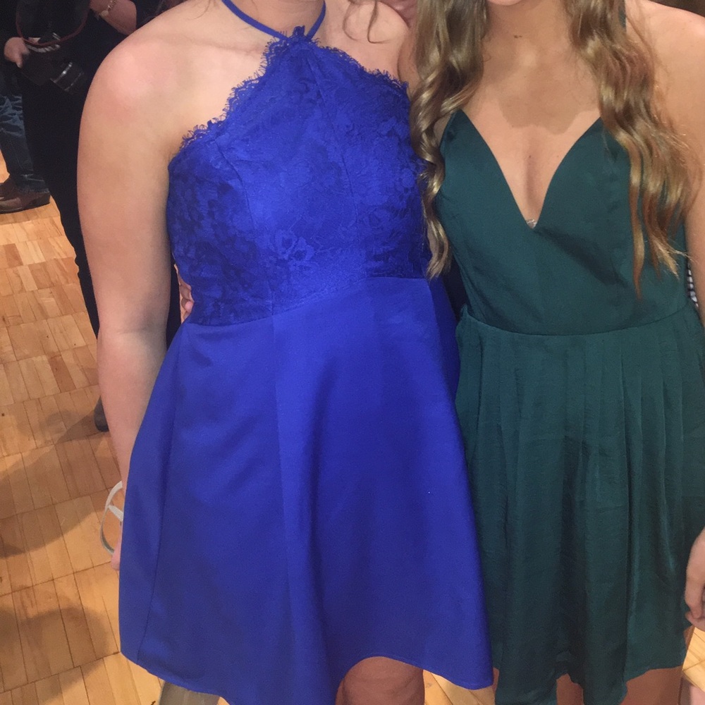 Blue Dress Lace Top Lulus