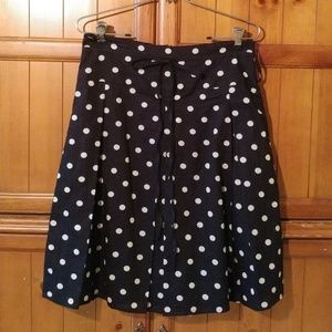 Below knee - Black w/ white polka dots - cotton
