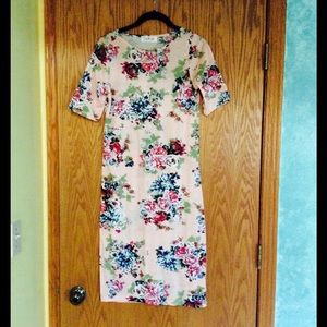 Sign Here pink floral midi dress
