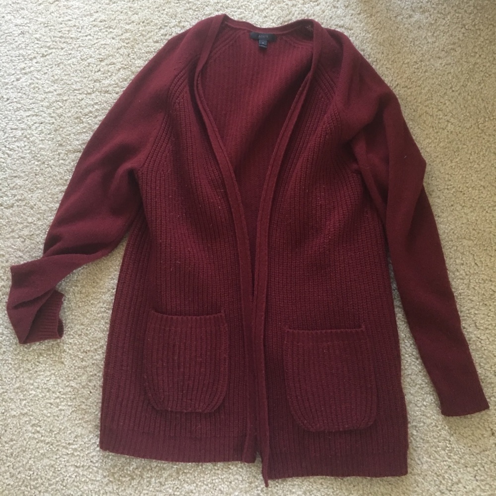 J Crew red wool shawl