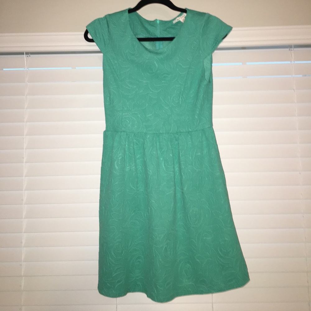 Teal Floral Pattern Dress