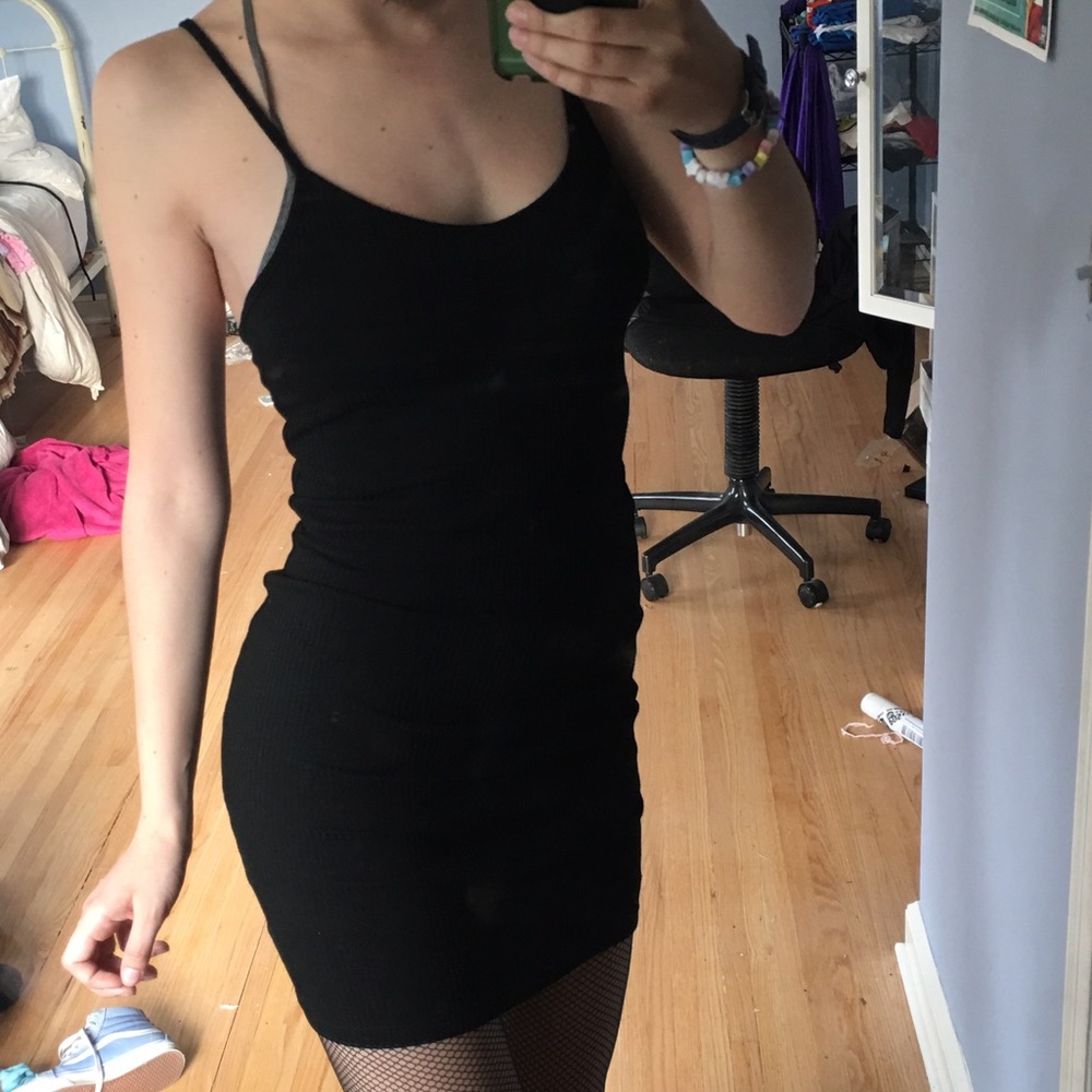 BRAND NWT HOODIES Black Ribbed Minidress