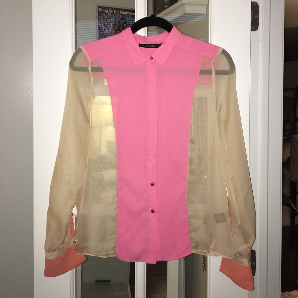 Ark & Co Color-block Button-down Blouse