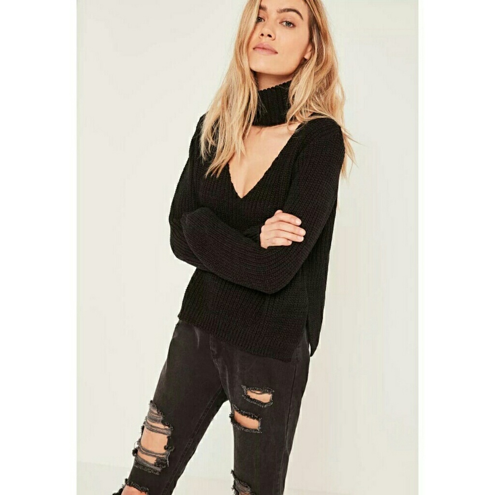 Missguided Black Cutout Sweater S