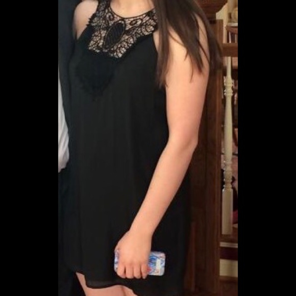 Tobi Black Lace Shift Dress