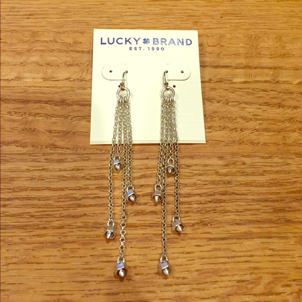 NWT Lucky Brand silvertone long earrings 3" Last Pair