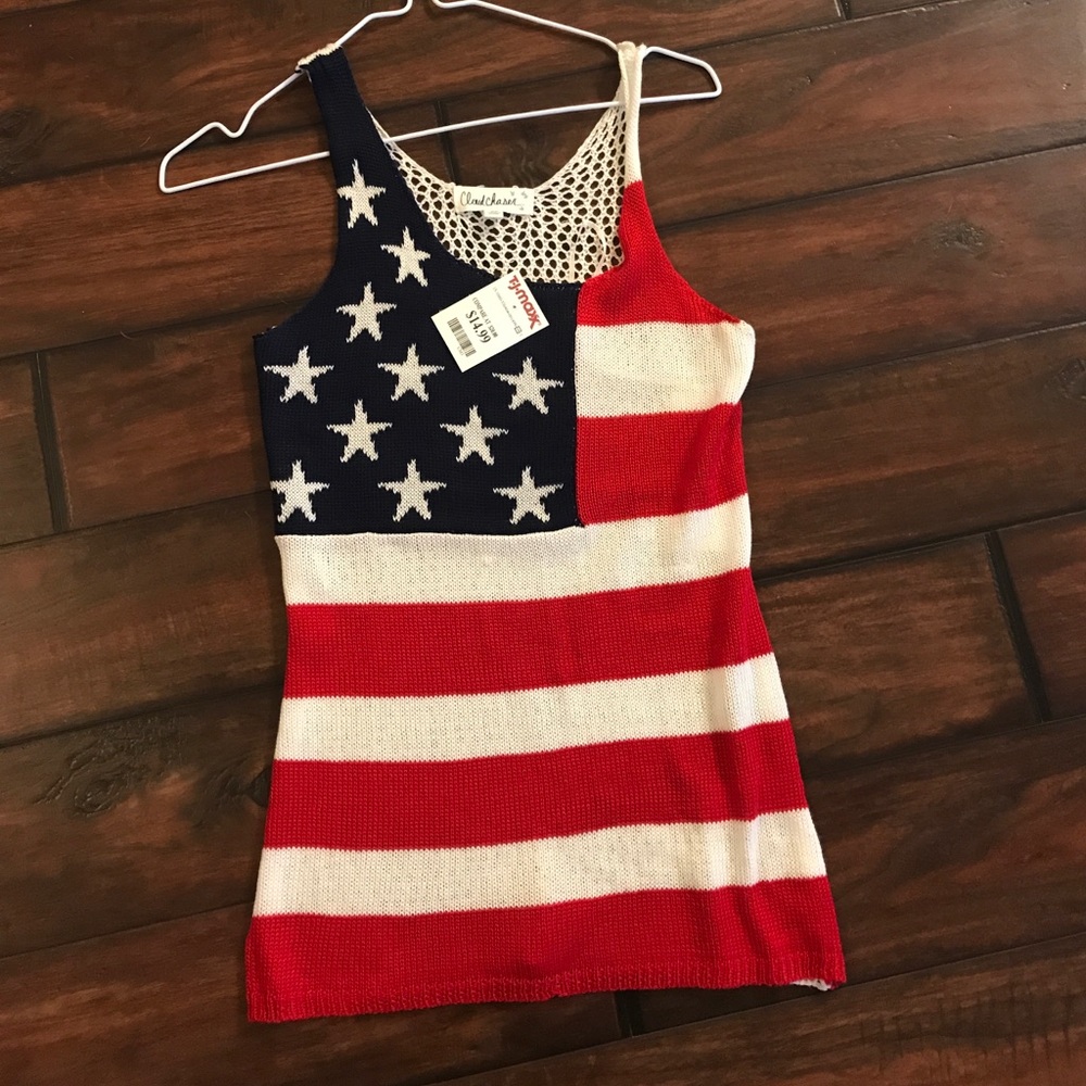 American flag open back tank top