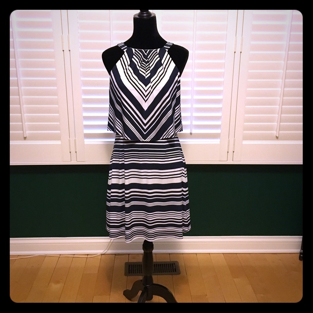 Navy and White Dress
