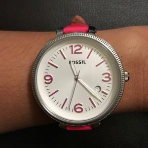 Fossil pink leather watch