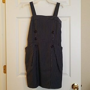 Denim blue pinstripe dress with pockets