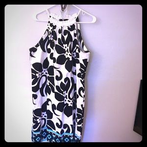 Black/white/green pattern sundress