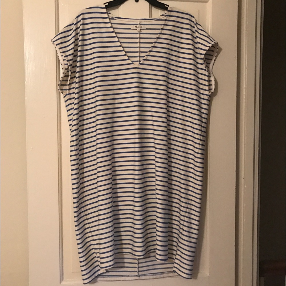 Madewell shift dress Sz XL blue/white