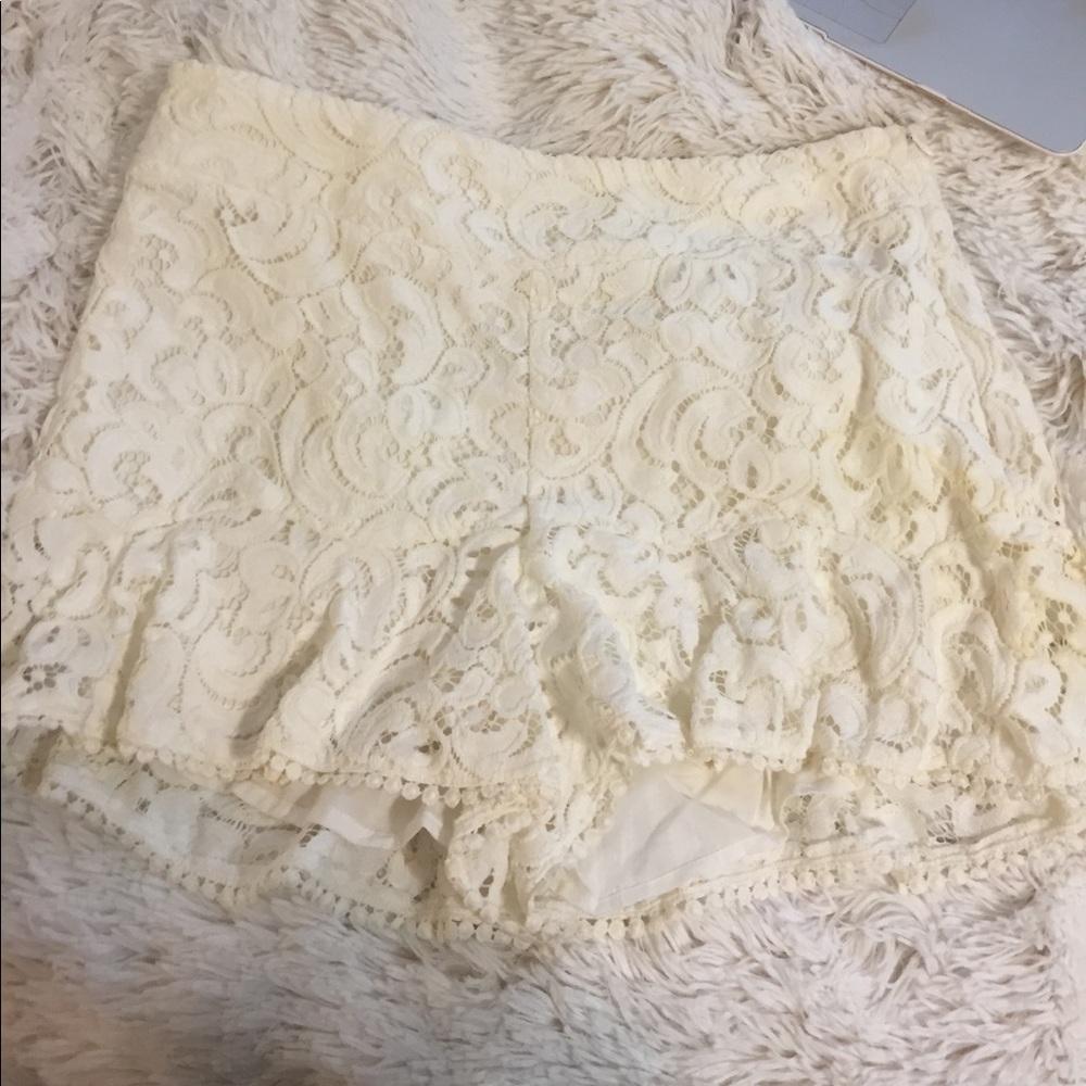 High waisted white lace shorts