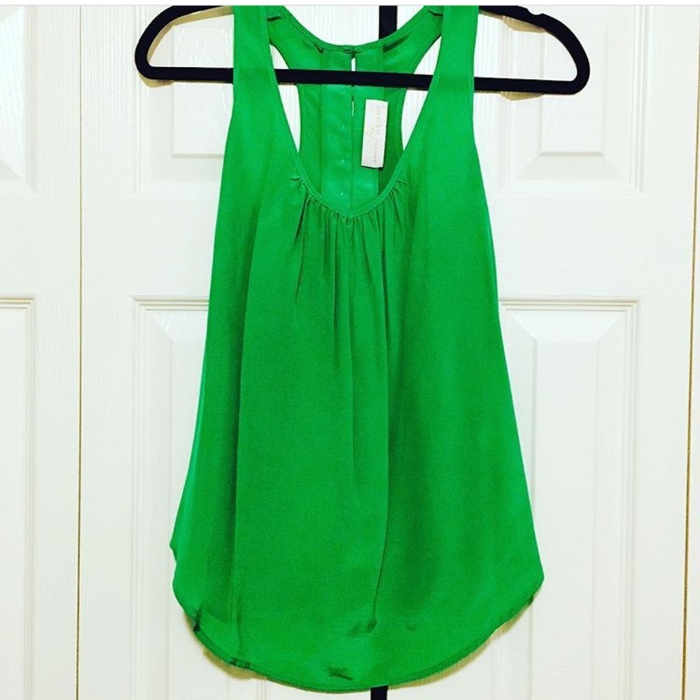 Amanda Uprichard green silk racerback tank
