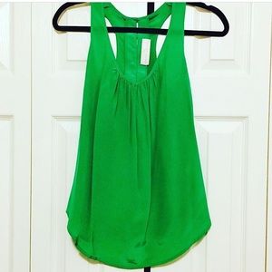 Amanda Uprichard green silk racerback tank